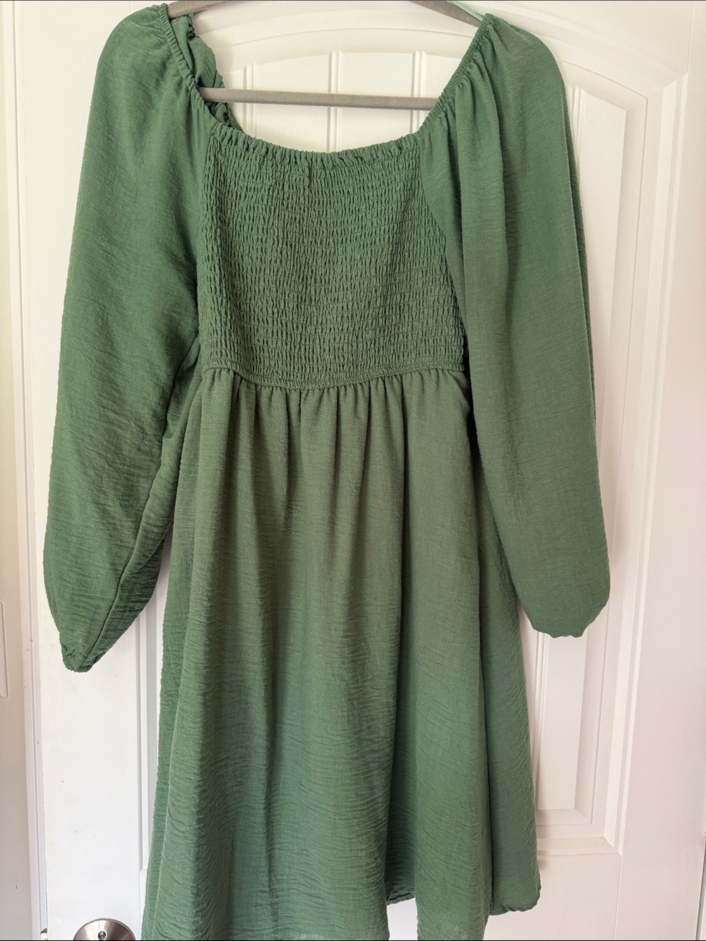 Smocked Long-Sleeve Dress